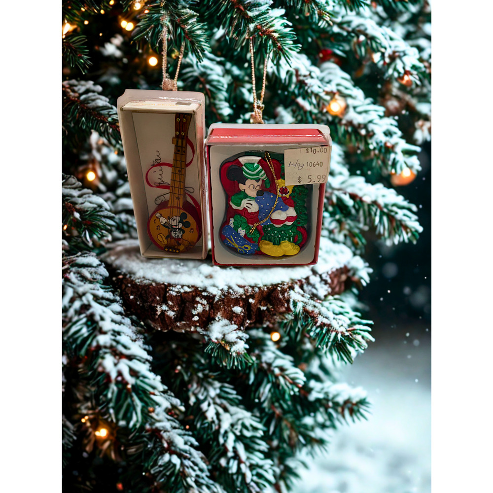 Disney Kurt Adler Mickey Mouse Ornaments Lot of 2 Vintage 1980s